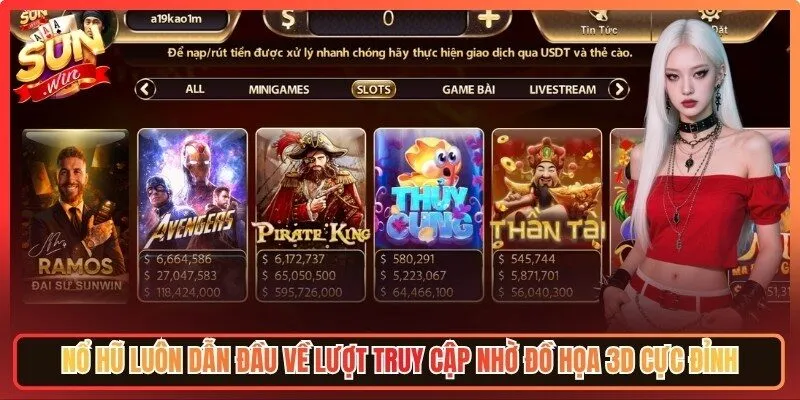 Nổ hũ luôn dẫn đầu về lượt truy cập nhờ đồ họa 3D cực đỉnh